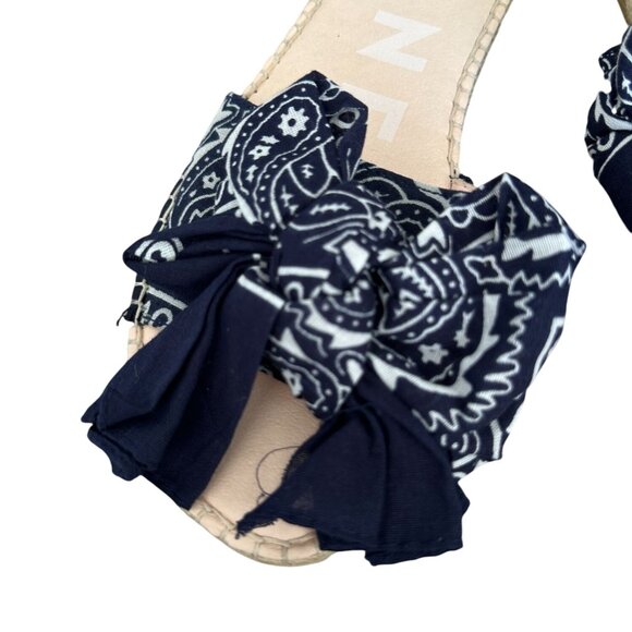 MANEBI Blue Bandana Print Slide Sandals Size 10 - Picture 6 of 6